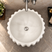 White artificial stone freestanding pedestal wash basin 400x400x860 mm with matte finish and fluted design, modern designer pedestal basin for luxury bathrooms