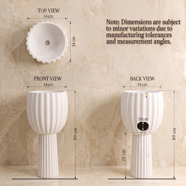 Artificial stone Pedestal Basin, white,16x16x34inch NZ-4020