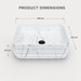 White marble ceramic rectangular table top wash basin, 460x325x125 mm, with rounded corners and horizontal ribbed design for modern bathrooms.