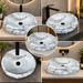 White oval table top wash basin 480 × 390 × 150 mm with natural stone-inspired textured exterior and subtle marble veining for modern luxury bathrooms.
