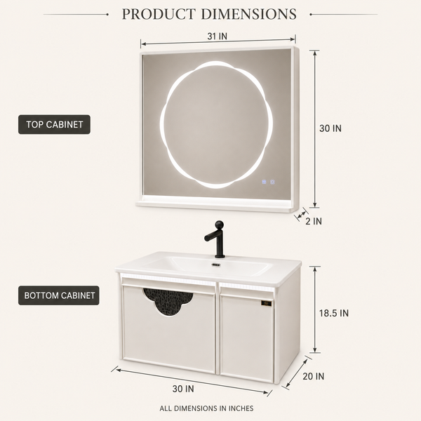 Sensor LED Bathroom Cabinet with Ceramic Basin & LED Mirror (Shelf + Defogger) 800mm