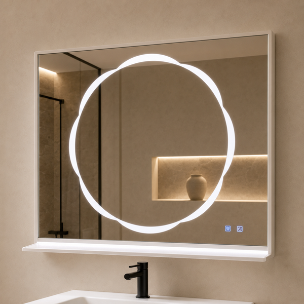 Sensor LED Bathroom Cabinet with Ceramic Basin & LED Mirror (Shelf + Defogger) 800mm