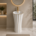 White with Gold Ceramic Pedestal Wash Basin