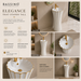 White with Gold Ceramic Pedestal Wash Basin
