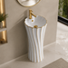 White with Gold Ceramic Pedestal Wash Basin