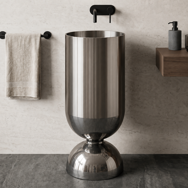 Metal Pedestal Wash Basin,size-16x16x33 Inch Black