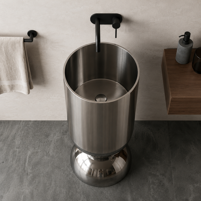Wine Glass Black Metal Pedestal Wash Basin