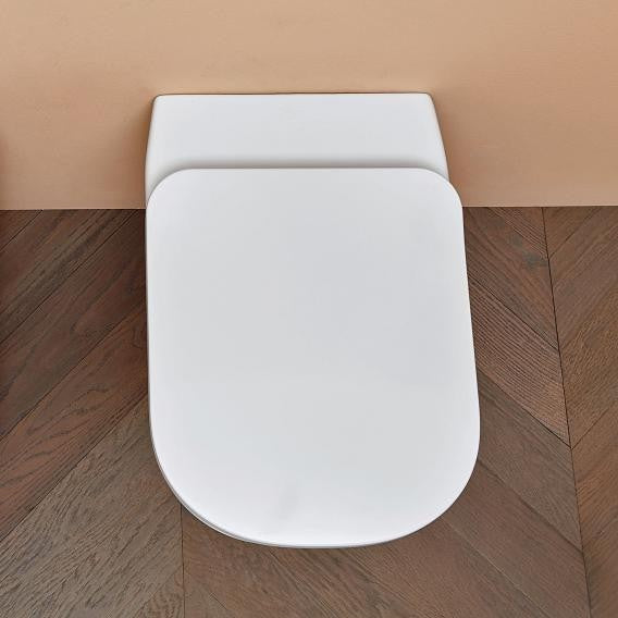 Bassino Ceramic Wall Mount/Wall Hung Western Toilet/Commode/Water Closet /European Commode P Trap Outlet Is From WALL With Soft Close Seat Cover For Bathrooms (Size : 500*355*370mm)