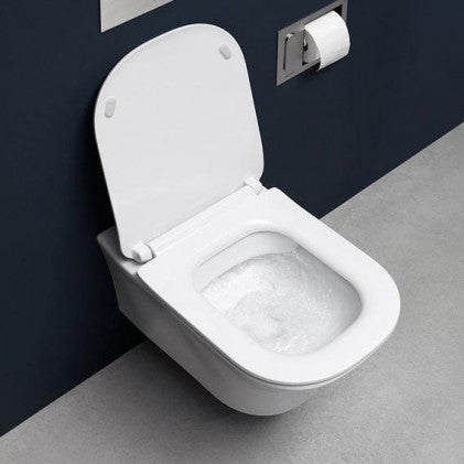 Bassino Ceramic Wall Mount/Wall Hung Western Toilet/Commode/Water Closet /European Commode P Trap Outlet Is From WALL With Soft Close Seat Cover For Bathrooms (Size : 500*355*370mm)