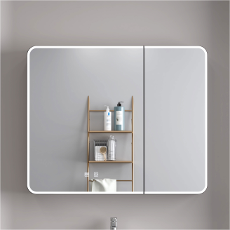 Plywood bathroom vanities and cabinets with led mirror cabinet with ceramic basin