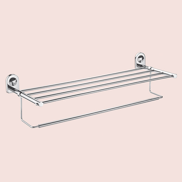 BASSINO Stylish Towel Rack With Rod For Bathroom/office/home/hotels-SS 304-CHROME FINISH