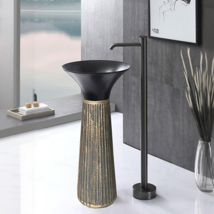 BASSINO Pedestal Free Standing Wash Basin For Living Room and Bathroom,Home & Office Basin (400X400X850 MM)