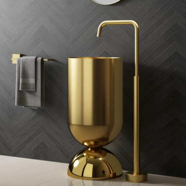 Metal Pedestal Wash Basin,size-16x16x33 Inch Gold