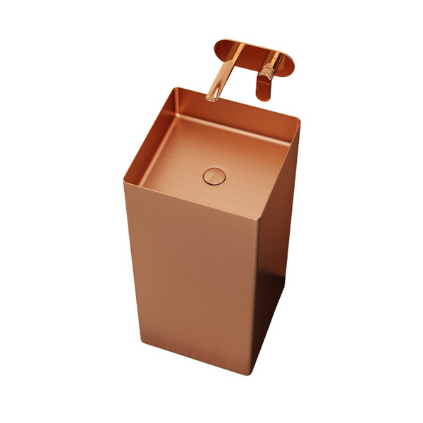 Metal Pedestal Wash Basin,size-15x15x33 Inch Rose gold