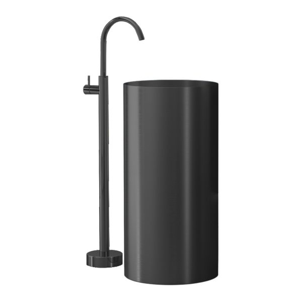 Metal Pedestal Wash Basin,size-16x16x33 Inch Black
