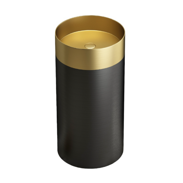 Metal Pedestal Wash Basin,size-16x16x33 Inch Gold + Black