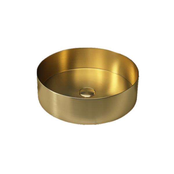 Bassino Modern Stainless Steel Wash Basin | Stylish Countertop Wash Basin for Bathroom–400x400x130 mm Gold