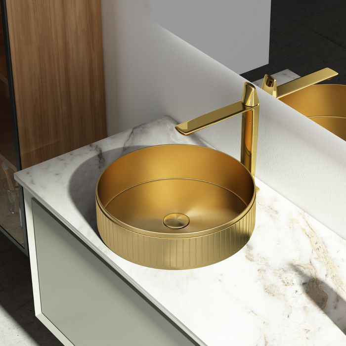 Bassino Modern Stainless Steel Wash Basin | Stylish Countertop Wash Basin for Bathroom–400x400x130 mm