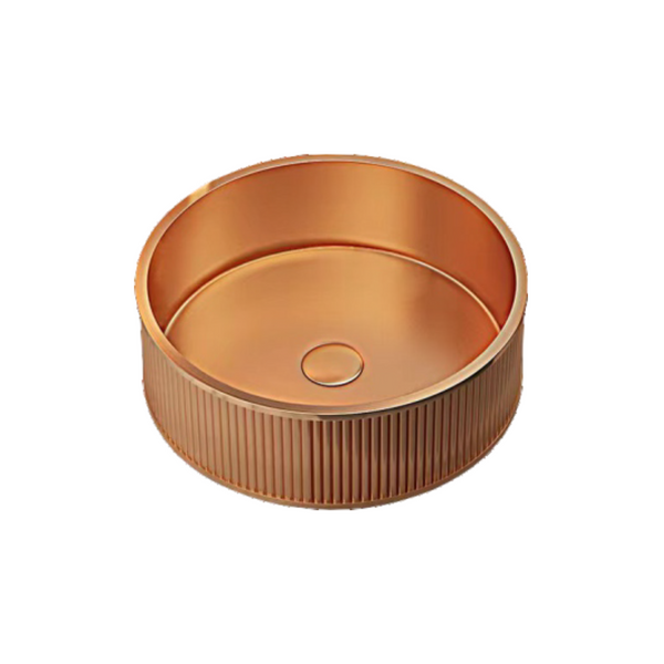 Bassino Modern Stainless Steel Wash Basin | Stylish Countertop Wash Basin for Bathroom–400x400x130 mm Rose gold