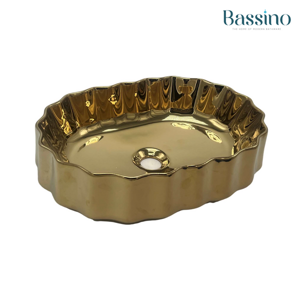Premium Designer Table top Wash Basin (20x15x5.5 In) Golden