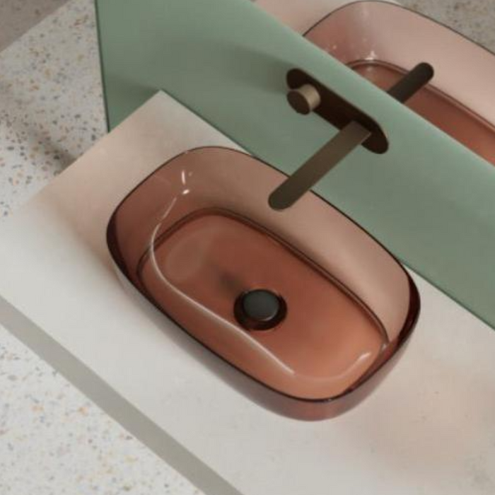 Bassino Modern Transparent Resin Wash Basin | Stylish Countertop Wash Basin for Bathroom–550x360x140 mm