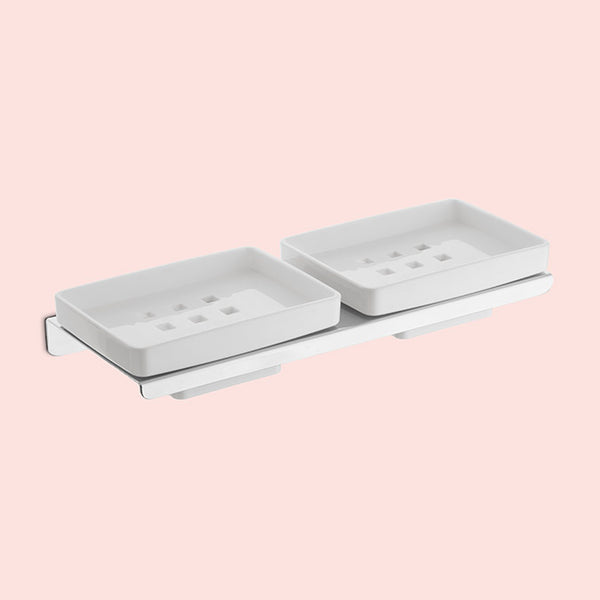 BASSINO Stylish Double Soap Dish For Bathroom-SS 304 & PTMT Material-CHROME FINISH