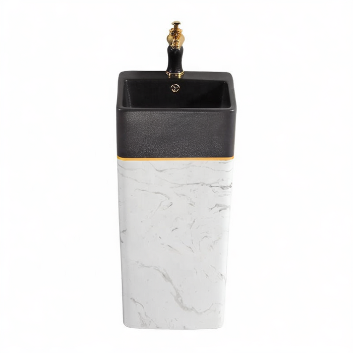 Ceramic Pedestal Wash Basin (16x16x33Inch)
