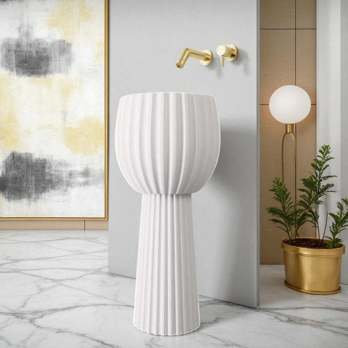 Artificial stone Pedestal Basin, white,16x16x34inch