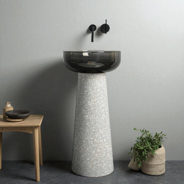 Resin Pedestal Wash Basin,size-16x16x33 Inch | Terazzo