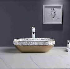 BASSINO Ceramic Wash Basin Countertop Tabletop Bathroom Sink Wash Basin(500x360x140mm)