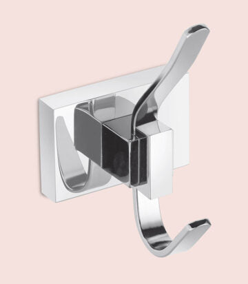 BASSINO Stylish Robe Hook For Bathroom/office/home/hotels-Brass-Chrome Glossy Finish Silver