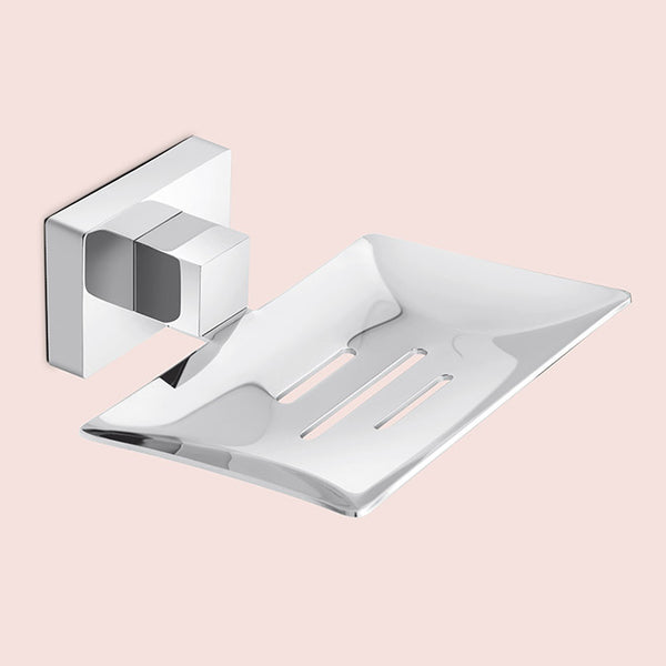 BASSINO Stylish Single Soap Dish For Bathroom/office/home/hotels-Brass-Chrome Glossy Finish Silver