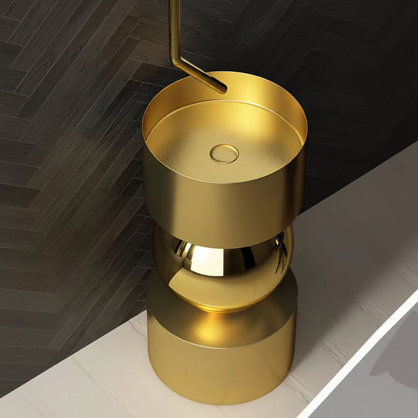 Metal Pedestal Wash Basin,size-16x16x33 Inch, Gold