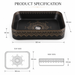 rectangle Black Moroccan Premium Designer Multi-Print Table Top Basin (20x14x5 In)