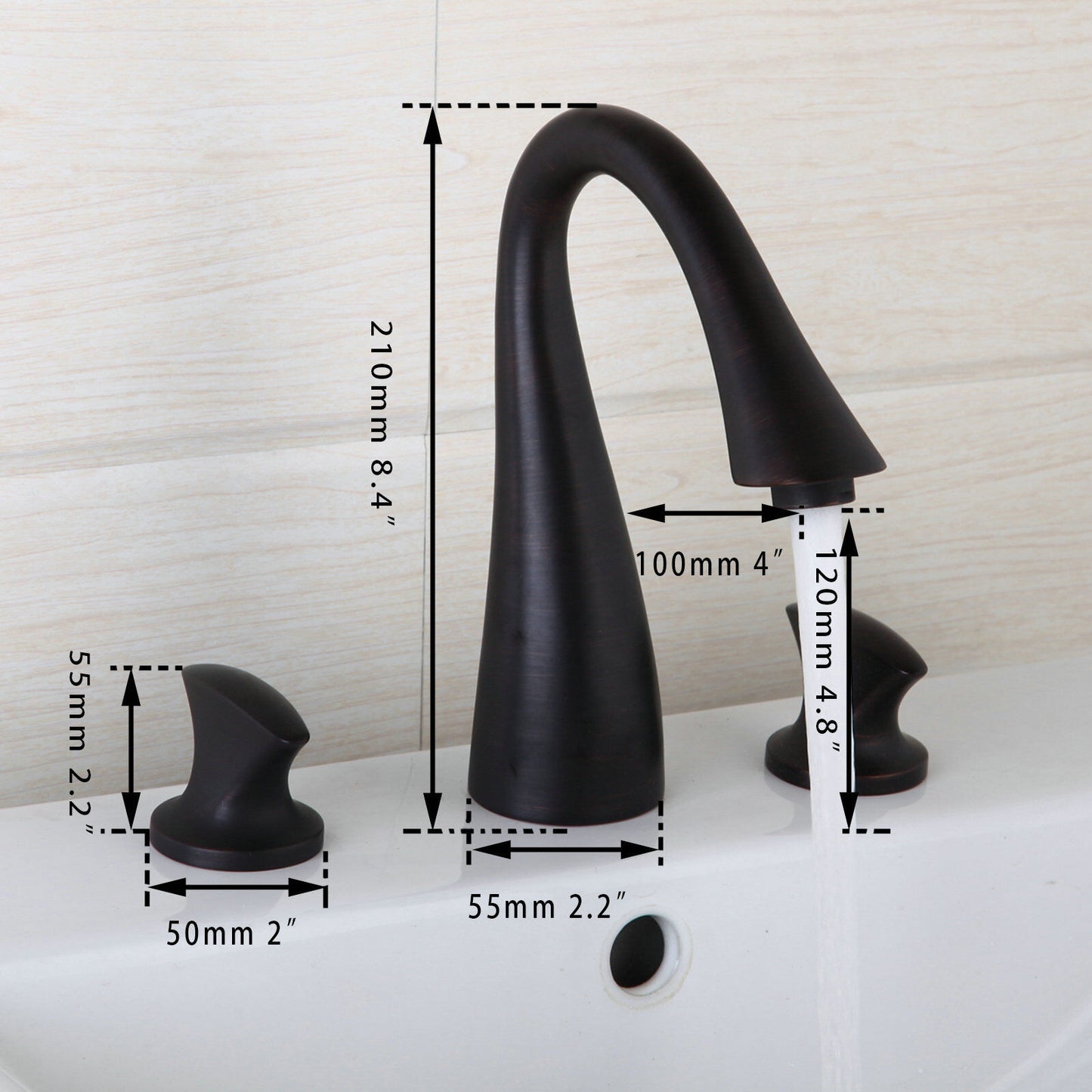 BASSINO Brass Bathroom Sink Wash Basin Mixer Tap Single Handle Hot & Cold Waterfall Lavatory Sink Faucet for Living Room & Bathrooms (BLACK)