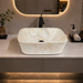square Beige shade Modern Marble finish Countertop Wash Basin 