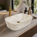 square Beige shade Modern Marble finish Countertop Wash Basin 