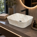 square Beige shade Modern Marble finish Countertop Wash Basin 