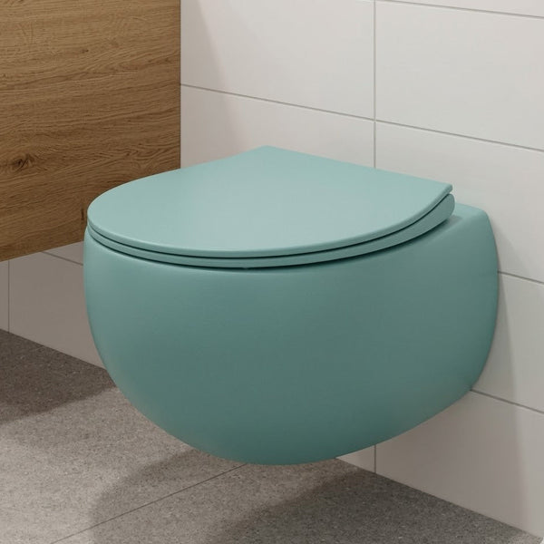 BASSINO Rimless Wall-Hung Toilet Aqua Blue