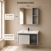 wall-mounted bathroom vanity set with an 810 mm ceramic basin, mirrored storage cabinet, open shelves and fluted-glass storage.
