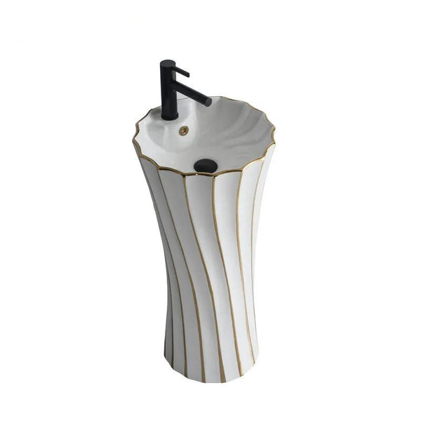 Ceramic Pedestal Wash Basin-BPB-580,size-16x16x33 Inch