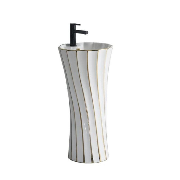 Ceramic Pedestal Wash Basin-BPB-580,size-16x16x33 Inch