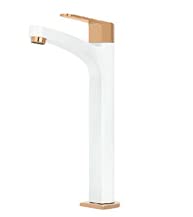 BASSINO Stylish Bathroom Basin faucets/Pillar Cock tap 12 inch Brass tap for Counter top/Table top Basin (SOLE SERIES, WHITE ROSE GOLD)