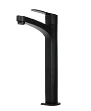 BASSINO Brass Stylish Bathroom Counter top Basin faucets/Pillar Cock tap (Black, 12 inch)