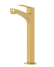 BASSINO Stylish Bathroom Basin faucets/Pillar Cock tap 12 inch Brass tap for Counter top/Table top Basin (SOLE SERIES, GOLD)