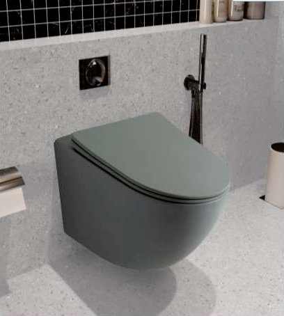 Bassino Ceramic Wall Mount/Wall Hung Western Toilet/Commode/Water Closet /European Commode P Trap Outlet Is From WALL With Soft Close Seat Cover For Bathrooms(SIZE: 480*360*360mm)