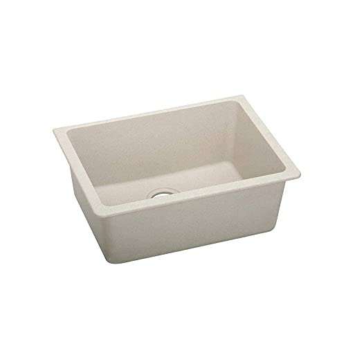 BASSINO Granite/Quartz Kitchen Sink - 24 x 18 x 8 inch Vessel Sink,undermount kitchen sink with sink coupling/Waste Pipe (Granite PeachIvory)