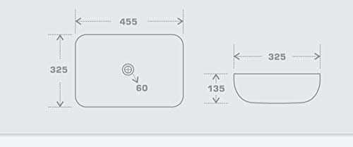 MOST Art Wash Basin Counter top,Tabletop Ceramic Bathroom Sink/Basin (455 x 325 x 135 mm)