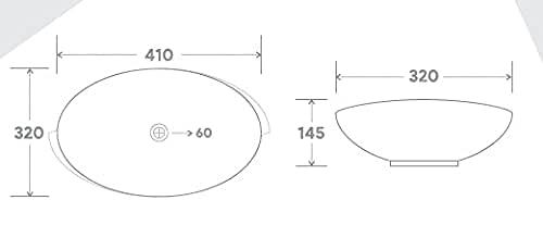 MOST Art Wash Basin Counter top, Tabletop Ceramic Bathroom Sink/Basin (410 x 320 x 145 mm) (satvario)