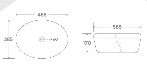 MOST Art Wash Basin Counter top, Tabletop Ceramic Bathroom Sink/Basin (455 x 385 x 170 mm) (satvario)